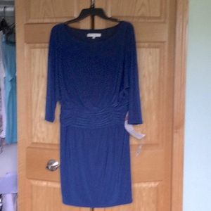 Deep blue 3/4 sleeve dress. Last chance before this goes away.